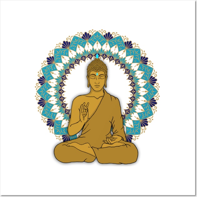 Mandala Abhaya Mudra Golden Buddha Wall Art by MandalaSoul